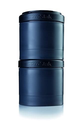 BlenderBottle ProStak Twist n' Lock Storage Jars Expansion 2-Pak with Pill Tray, All Black - Image 1
