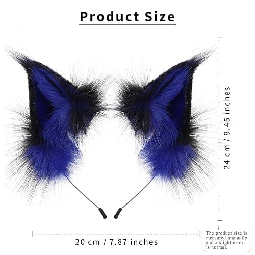 CROOOLTRRY Fluffy Fox Anime Ears Cat Hairband Wolf Headband For Adult Cosplay Costume Halloween thumbnail 10