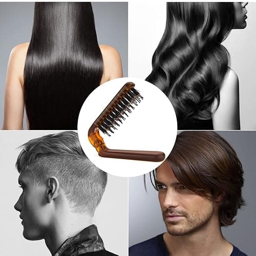 Travel Folding Hair Brush, Collapsable Portable Pocket Boar Bristle Hair Brush for Thin Thick Hair, Mini HairBrushfor Men Women Kids Thick Thin Curly Straight Wet Dry Hair Restore Shine thumbnail 7