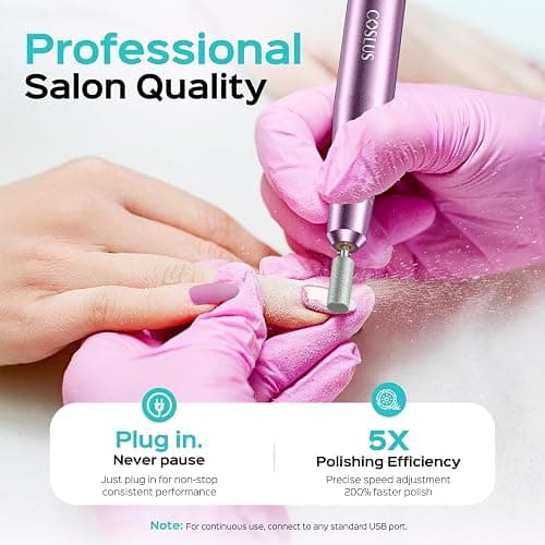 COSLUS C40 Electric Nail Drill, Nail Files for Gel Acrylic Nature Nails, Adjustable Speed 0-20000RPM, Portable Manicure Pedicure Set with 6 Drill Bits 31 Sanding Bands, E File Beginner Girl Women Mum thumbnail 4