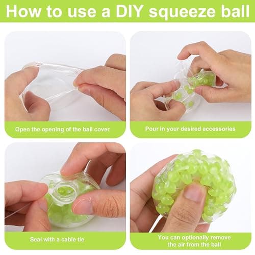 14pcs DIY Squishy Making Kits, Make Your Own Squeeze Ball Kit with Vacuum Tool Cable Tie TPR Skins Fillers Toys Gifts for Adults & Kids thumbnail 4