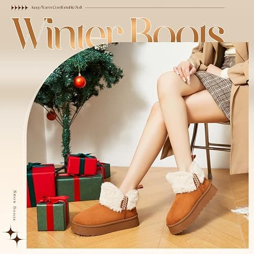 HYPOCRUTE Womens Winter Boots Fur Snow Boots Ankle Booties Fuzzy Warm Platform Short Boots for Women Slip on Boots thumbnail 5