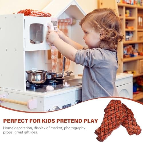 Yardwe 2Pcs Artificial Fake Steak Simulation Food Fake Cooked Roast Beef Meat Home Kitchen Decoration Market Display Photography Props (Brown) thumbnail 6