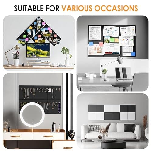 MaxGear Large Cork Board for Wall 36" x 24", Black Bulletin Board, 6 Pack Felt Wall Tiles with Pushpins, Cork Boards for Office Pin Board Tack Board Cork Boards thumbnail 7
