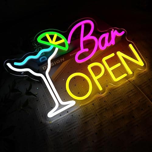 PMCVYH Bar Open Sign for Business, Neon Open Sign, USB Dimmable Cocktails Neon Lights for Beer Bar Coffee Cafe Home Pub Man Cave Stores Hotel Party Window Wall Decor Restaurant thumbnail 5