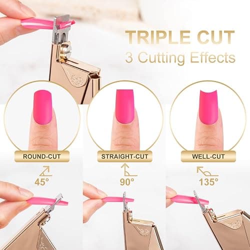 Nail Clippers for Acrylic Nails, Gold Premium Stainless Steel Fake False Acrylic Nail Cutter, Sharp Blade Nail Manicure Nail Tips Clipper for Salon Home DIY Nail Art Beauty Design by GA&EN thumbnail 2