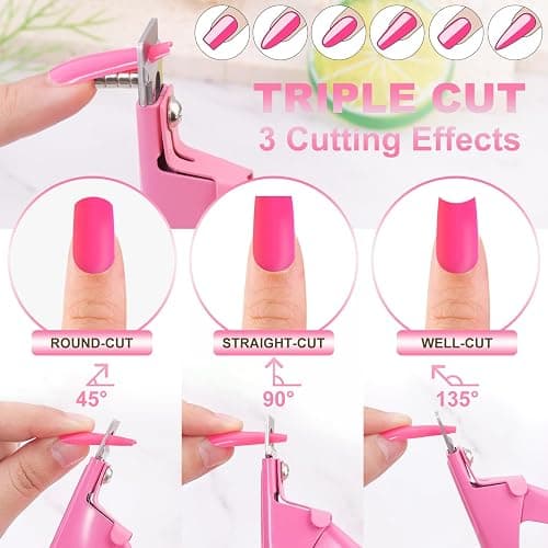 Light Pink Adjustable Nail Clippers with Magnets Sizers Nail Tip Cutter | Stainless Steel Nail Clipper Acrylic Nail Cutter for Nails Tip Trimmer for Acrylic Tips Sharp Blade Clip Tool for Salon Home thumbnail 4