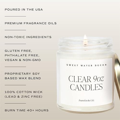 Sweet Water Decor Salt and Sea Patterned Candle – Soy Candles with Sea Salt, Citrus, Musk, Amber Aroma– 40 Hour Burn – 9oz Clear Glass Jar – Ocean Summer Candles for Home Decor thumbnail 5