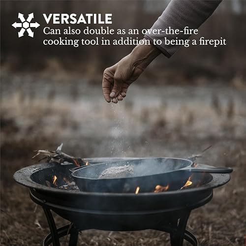 Gas One 22 in Outdoor– Wood Burning Fire Pit with Mesh Lid and Fire Picker – Durable Alloy Steel Fire Pits for Outside – Small Fire Pit for Backyard, Porch, Deck, Camping, BBQ thumbnail 6