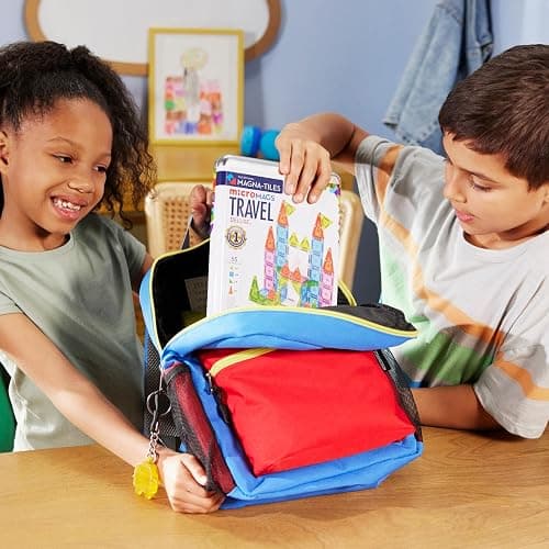 Magna-Tiles microMAGS Travel Set Deluxe 55-Piece Magnetic Construction Set, The Original Magnetic Building Brand thumbnail 4