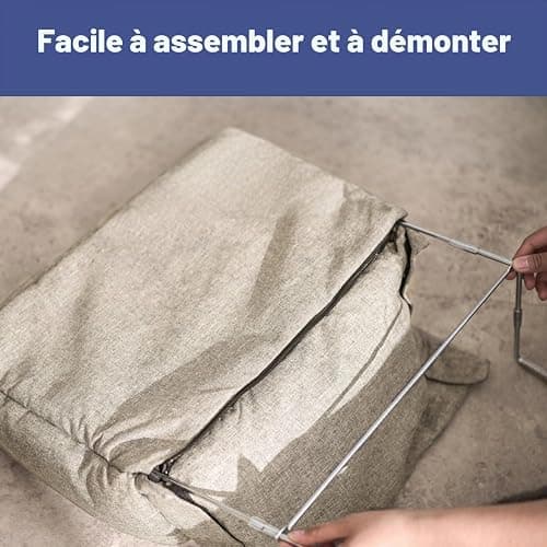 Happi N Pets Grand lit pour Chat avec radiateur, perchoir Chauffant pour Grand Chat avec Housse en Peluche Lavable, Crochets métalliques réglables, hamac Confortable, Beige thumbnail 8