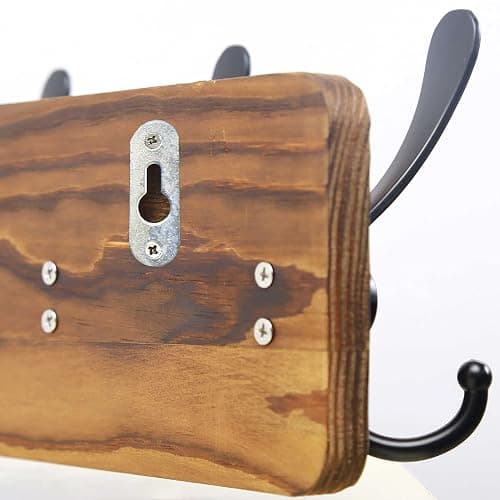 SKOLOO Rustic Wall Mounted Coat Rack: 16" Hole to Hole, Pine Real Wood Plank Wall Coat Rack with 5 Triple Hooks, Farmhouse Coat Hanger Wall Mount for Hanging Backpack Jacket Coat Hat thumbnail 6