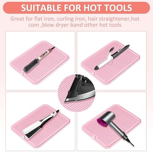 Quccefods Large Heat Resistant Silicone Mat for Hair Styling Tools - Curling Irons, Flat Irons, and Hair Straighteners thumbnail 3
