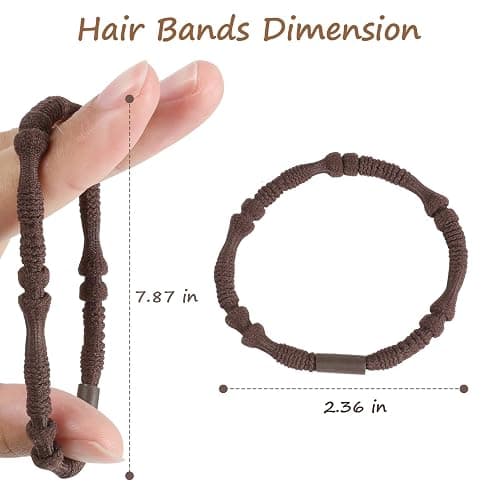 OHCISP Boho Hair Ties, 20 PCS of 4 Styles Cute Bands for Thick or Thin Hair, No Damage Elastic Bracelets, Brown Hair Accessories for Girls and Women thumbnail 2