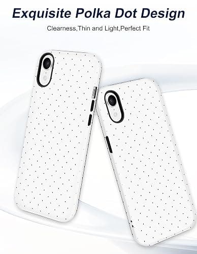 Jusy Compatible with MagSafe Polka Dot Case for iPhone XR, Cute Aesthetic Polka Dots Magnetic Phone Case, Soft TPU and Hard PC Protective Phone Cover for Women Girls (Matte) - White thumbnail 2