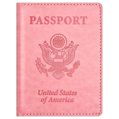 Eoehro Passport and Vaccine Card Holder, Faux Leather, AI-pink, Compact, Lightweight, Waterproof - AI-pink - Simplicity - Image 1
