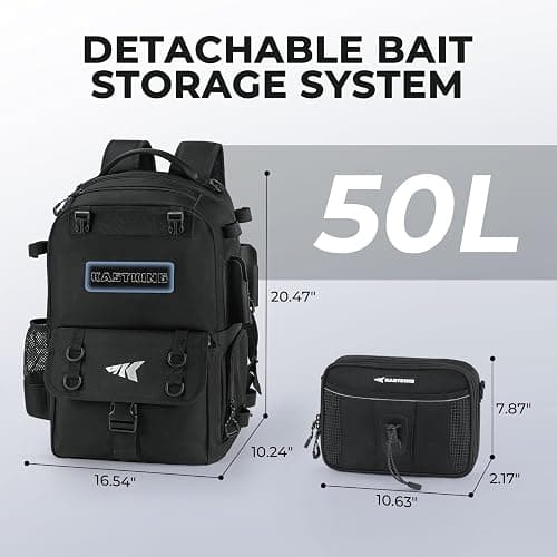 KastKing BaitSpace Fishing Tackle Backpack with Removable Bait Binder,2 Rod Holders Storage Fishing Gear and Equipment thumbnail 3