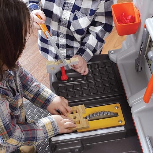 Step2 Big Builders Pro Kids Workbench, Indoor/Outdoor Tool Bench for Children, Interactive Play with Sounds, Made of Durable Plastic, Includes 45 Piece Toy Accessories, For Toddlers 3+ Years Old thumbnail 2