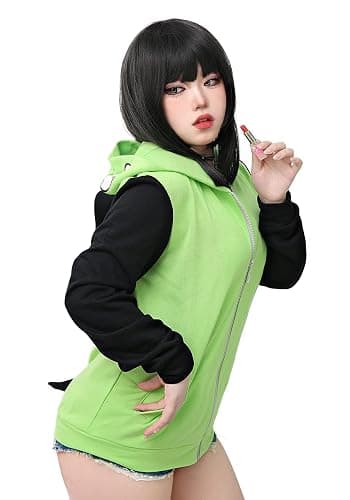 C-ZOFEK Cosplay Hoodie Jacket Mens Womens Green Coat with Ears for Christmas Costume thumbnail 3