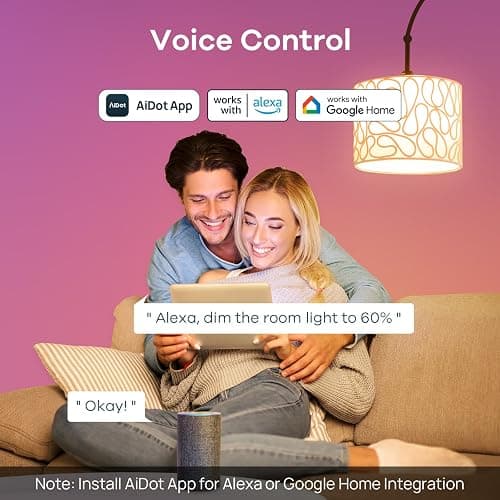 Linkind Smart Light Bulbs, Smart Bulb That Work with Alexa & Google Home, LED Light Bulbs Color Changing, 104 Preset Scene, Music Sync, A19 E26 2.4GHz RGBTW WiFi Bluetooth Light Bulb 60W, 800LM, 4Pack thumbnail 3
