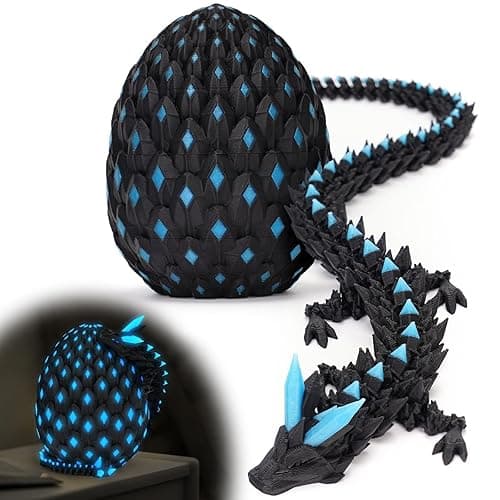 3D Printed Dragon Eggs with Dragon Inside, Glow in The Dark Articulated Animals, Crystal Dinosaur Eggs 3D Printed Surprise Toys, Home Office Decor Executive Desk Toys, Home Decor (Blue) thumbnail 6