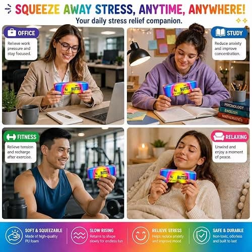 2-Pack Butter Squishy Stress Toy,2026 New Soft Novelty Toy,Realistic Butter Stick Fidget, Slow Rising Soft Squeeze Toy for Adults Stress Relief & Anxiety Relief (2PCS Butter Dazzling Colors) thumbnail 5