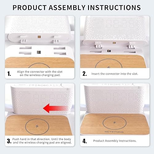 RETEYUNG Bedside Lamp with Alarm Clock and Wireless Charger thumbnail 8