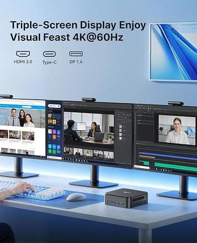 KAMRUI Mini PC, E3B 11 Pro AMD Ryzen V2748 (Beat R5 6650H/R7 5825U, up to 4.3GHz) Mini Desktop Computer,16GB DDR4 512GB 3200MT/s SSD, Radeon Vega 7 Graphics Triple 4K Display/Dual LAN/WiFi6/BT5 thumbnail 6