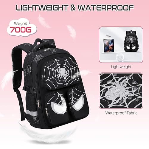 Jafeton School Backpack for Boys, 3 PCS Spider Boy Backpack Set with Lunch Box & Pencil Pouch, Waterproof Schoolbag for Boys Kids Children Teens, Elementary Middle School, Kids Bookbag Casual Daypack thumbnail 4