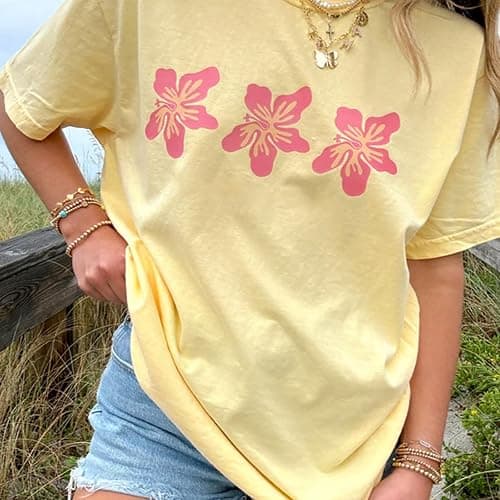 Oversized Y2k Floral Graphic Tees for Women Fruit Print Vintage Aesthetic Tops Baggy Summer Preppy Teen Girl Clothes thumbnail 4