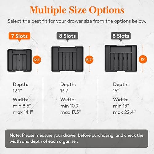 Lifewit Silverware Drawer Organizer, Expandable Utensil Tray for Kitchen, BPA Free Flatware and Cutlery Holder, Adjustable Plastic Storage for Spoons Forks Knives, 8.5"-14.1" x 12.1", Black thumbnail 4