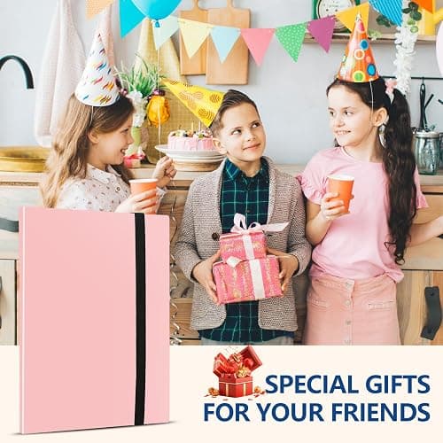 Card Binder, EDUDIIU 9 Pockets Premium Trading Card Binders, Cards Collection Binder Album, Side Loading Yugioh Holder Book for Sport, Football, Baseball Collector - Pink thumbnail 7