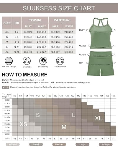 SUUKSESS Women 2 Piece Workout Sets High Waisted Tummy Control Biker Shorts Halter Padded Tank Tops thumbnail 6