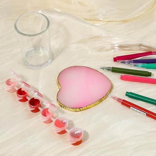 Resin Nail Art Palette Nail Mixing Palette Nail Art Painting Mixed Color Palettes Gold Edge Nail Holder Display Board Cosmetic Mixing Tools (Pink) thumbnail 4