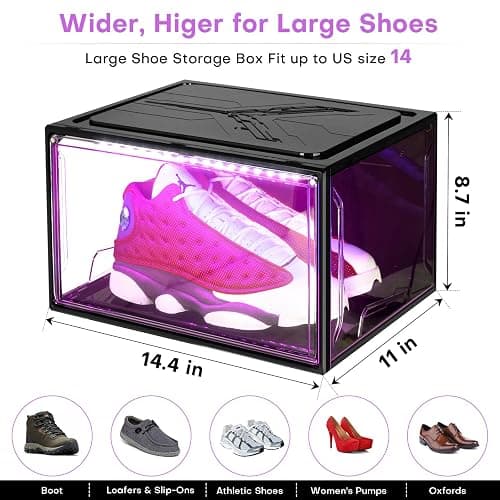 Oltraman LED Smart Shoe Boxes Display Case, Stackable Storage Organizers thumbnail 2