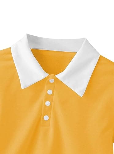 Remidoo Women's Striped Crop Top Sweatshirt Long Sleeve Collared Half Button Pullover Rainbow Shirt thumbnail 5