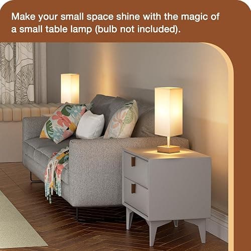aooshine Antique Small Table Lamp - Bedside Lamp for Bedroom, Minimalist Nightstand Lamp with Square Fabric Shade, Desk Lamp for Kids Room Dorm thumbnail 4