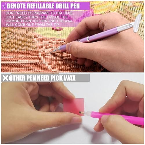 benote Diamond Art Painting Pen Refillable Wax Pen for Diamond Art Kit Accessories Self-Stick Drill Pens with Metal Correction Plate for 5D Craft DIY Nail - B18 thumbnail 2