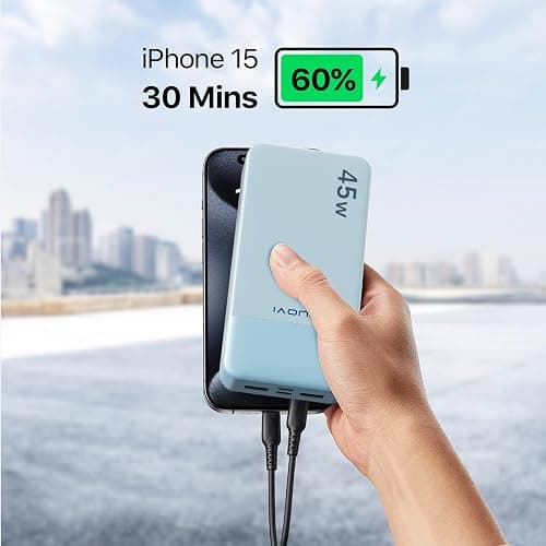 JUOVI J2621 Power Bank Portable Charger,20000mAh 45W PD3.0 QC 4.0 Fast Charging Battery Pack with LED Display,2 USB-C,2 USB-A for iPhone Tablet MacBook thumbnail 3
