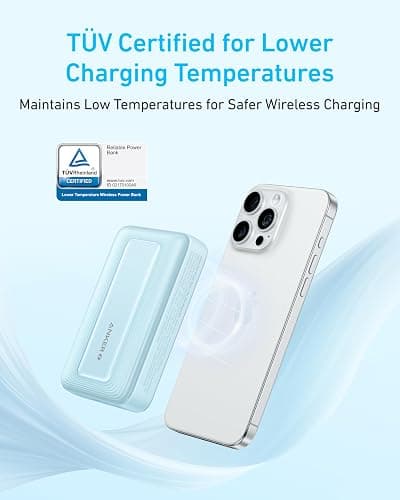 Anker Zolo Magnetic Power Bank, Compact 10,000mAh Wireless Portable Charger with 30W Max Fast Charging, Skin-Friendly and Durable Battery Pack, for iPhone 16/15/14 Series, AirPods, and More - Pink thumbnail 4