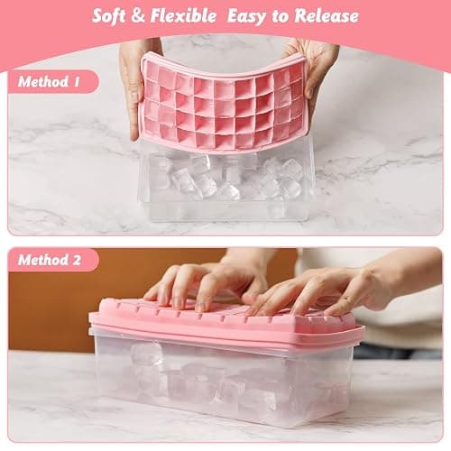 Food-grade Silicone Ice Cube Tray with Lid and Storage Bin for Freezer, Easy-Release 2 * 36 Small Nugget Ice Trays 1 ice Bucket & Scoop, Flexible Ice Cube Molds with Ice Container thumbnail 3
