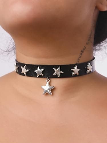 Sacina Gothic Black Star Choker Collar, Goth Punk Black Choker, Costume Christmas Jewelry Gift for Women thumbnail 2