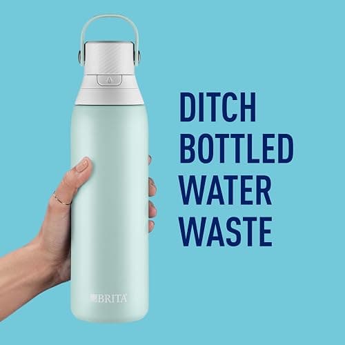Brita Stainless Steel Premium Filtering Water Bottle, BPA-Free, Reusable, Insulated, Replaces 300 Plastic Water Bottles, Filter Lasts 2 Months or 40 Gallons, Includes 1 Filter, Glacier - 20 oz thumbnail 6
