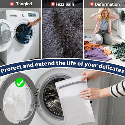 WELIDAY Laundry Bag Backpack with 3 Sizes Mesh Wash Bags and Shoulder Straps Foldable Clothes Hamper Bag with Drawstring Closure for College, Apartment, Laundromat (Black) thumbnail 5