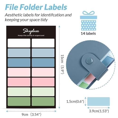 SKYDUE Expanding File Organizer with 8 Pockets, Accordion File Folders with Labels, Portable Document Paper Bill Receipt Organizer, Home College School Office Supplies, Letter Size, Blue thumbnail 3