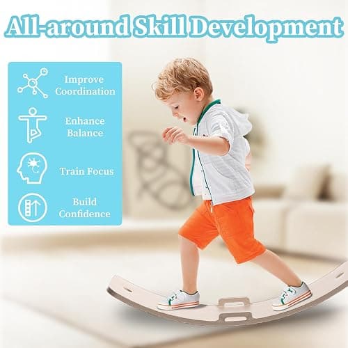 Wooden Wobble Balance Board Kids, 27 Inch Balance Board Toddlers with Natural Wood Board with Rope for Indoor&Outdoor Exercise, Open Ended Learning Toy for Body Training, Birthday thumbnail 9