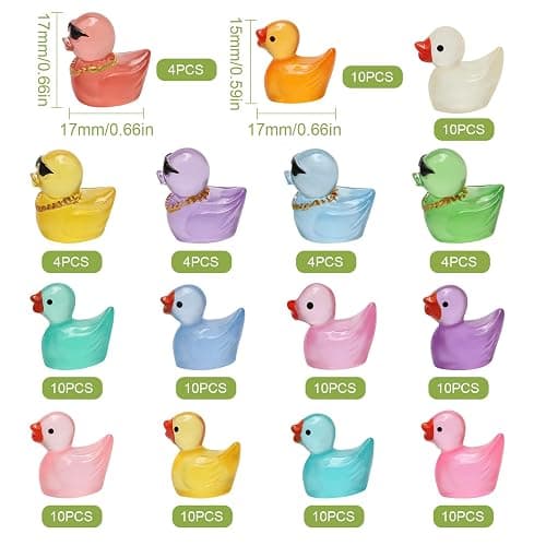 TENTHPEO 120 Pcs Mini Ducks, Colorful Mini Resin Ducks Tiny Duck Glow in the Dark Little Duck for Fairy Garden, Luminous Aquarium Decor, Tiny Homes, DIY Craft Kit thumbnail 3