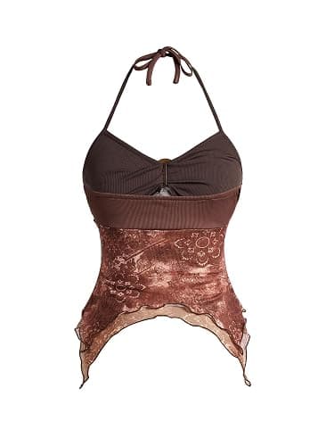 Verdusa Women's Y2k Halter Top Floral Streetwear Fairy 2000s Clothing Gothic Going Out Tops thumbnail 3