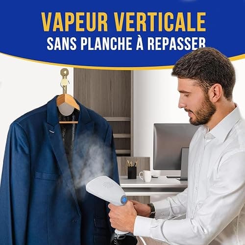 Rolipo Défroisseur Vapeur,1640W Fer à repasser portable haute puissance pour la maison, le bureau, le voyage, réservoir d'eau de grande capacité de 400ML, Voyage Vapeur Steamer,Blanc thumbnail 2