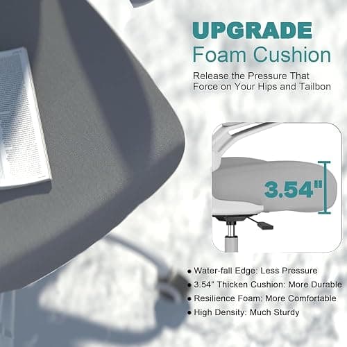 Mimoglad Office Chair, High Back Ergonomic Desk Chair with Adjustable Lumbar Support and Headrest, with flip-up Armrests for Guitar Playing, 5 Years Warranty (Moon Grey) thumbnail 5